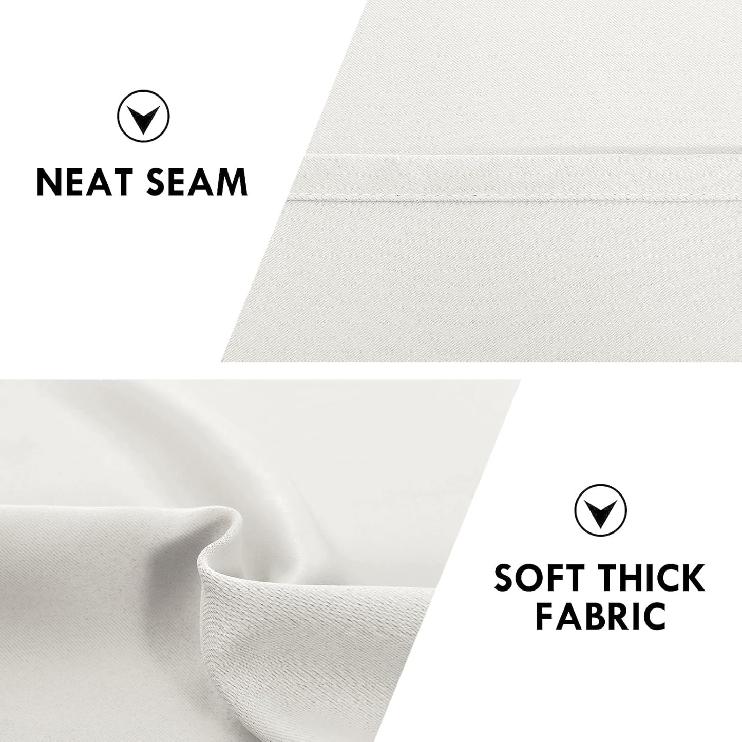 DWCN Short Ivory Blackout Curtains for Small Window, Thermal Insulated Energy Saving Room Darkening Curtains for Kitchen/Bedroom (W42 x L36 inch, Set of 2 Panels, Top of Rod Pocket)