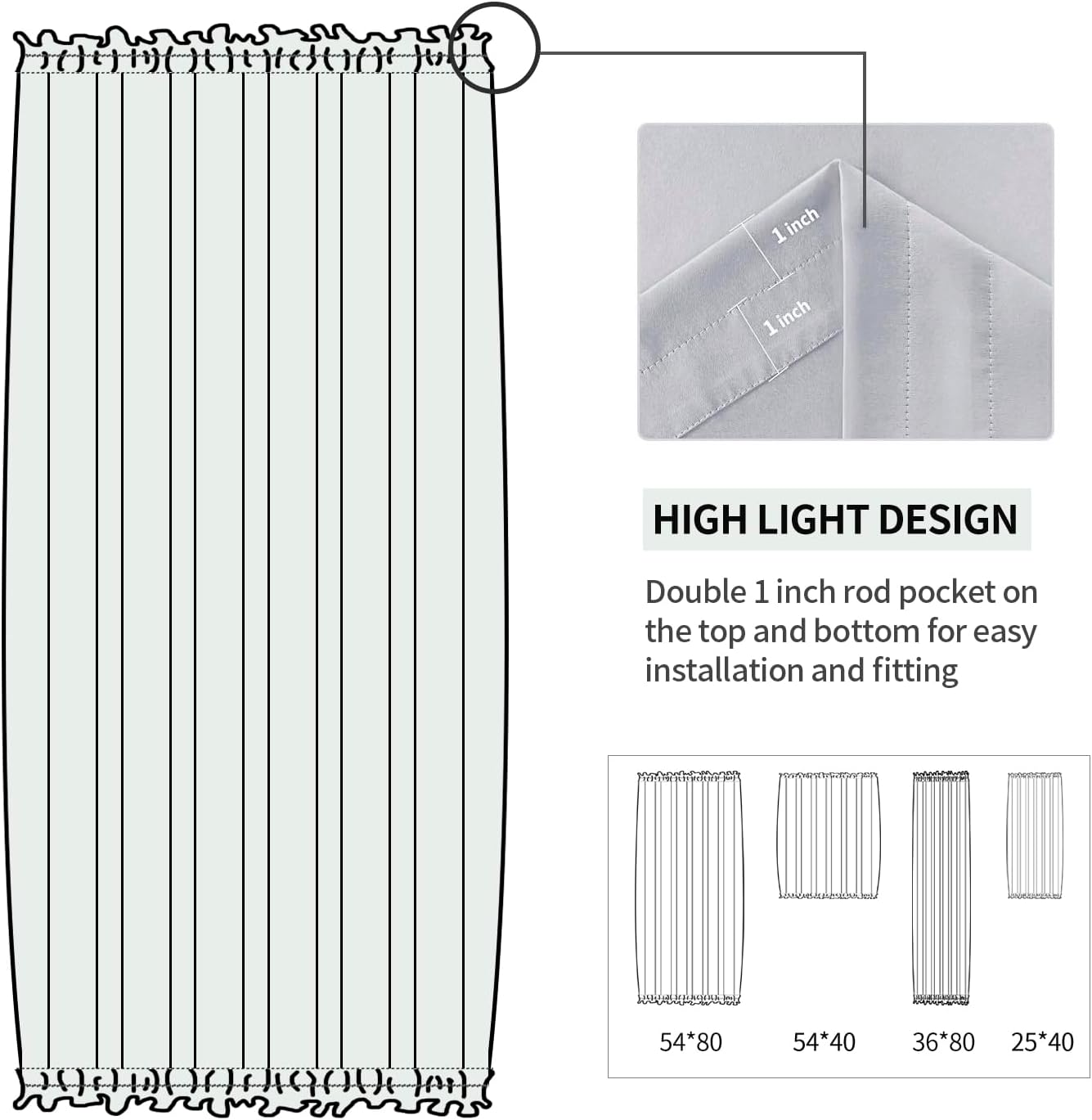 DWCN French Door Curtains – Rod Pocket Thermal Blackout Curtain for Doors with Glass Window, Kitchen and Patio Doors for Privacy, 54 X 80 Inches Long, 1 Curtain Panel with Tieback, Silver Grey