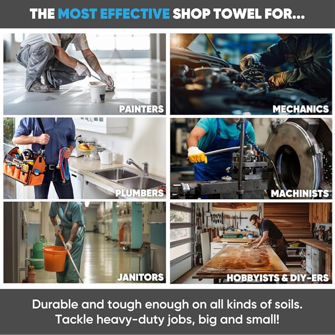 Microfiber Wholesale Shop Towels MWipes Reusable Red Shop Rags | 50 Rags in a Box (400 Count) | Super Absorbent, Machine Washable Hundreds of Times | Automotive, Paint, Industrial, Detailing