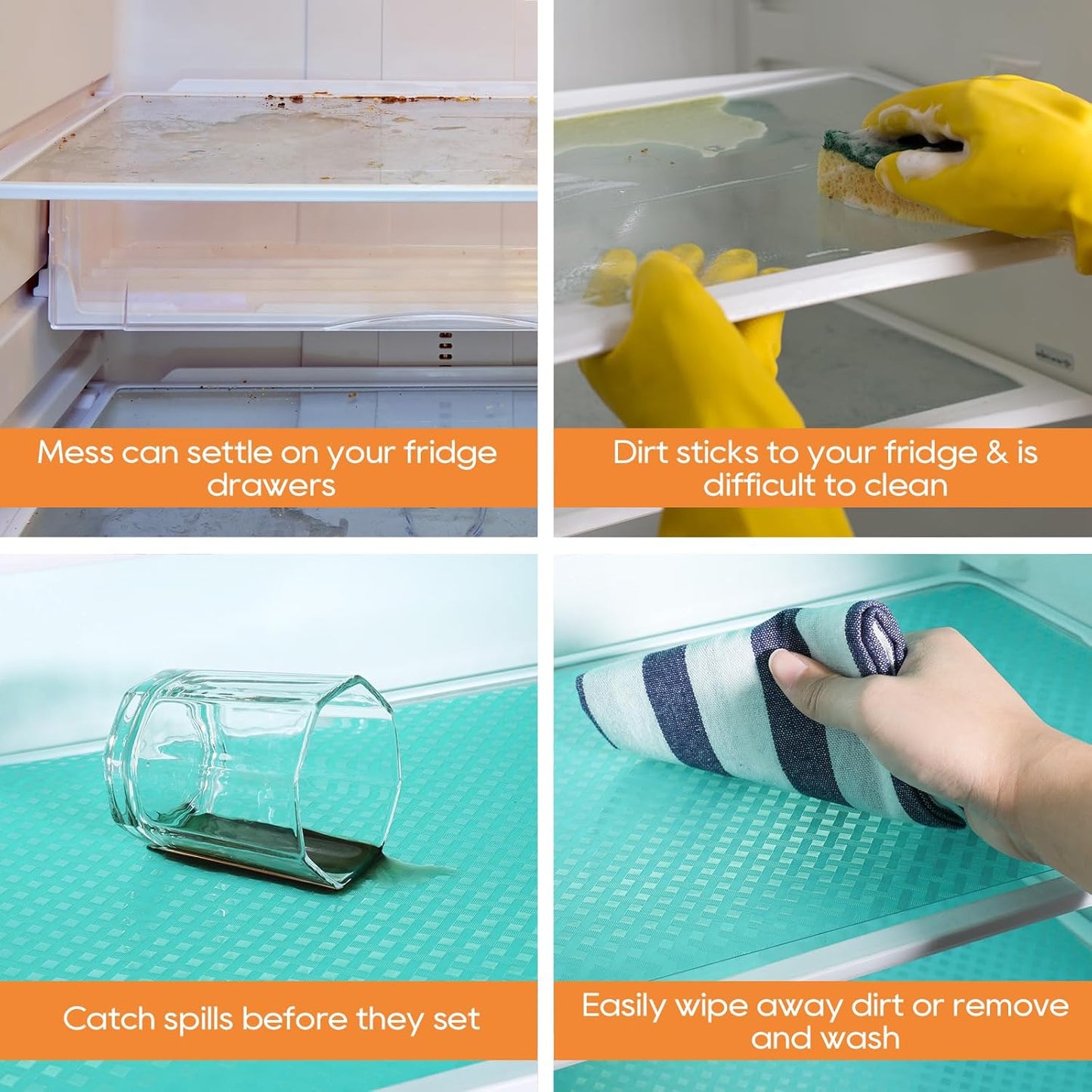 Blue Shelf Liners for Kitchen Cabinets Refrigerator Liners Waterproof & Oil-Proof Kitchen Cupboard Liner Drawer Mats EVA Material Non Adhesive Fridge Liner for Shelves 17.5 x 236.2 Inches