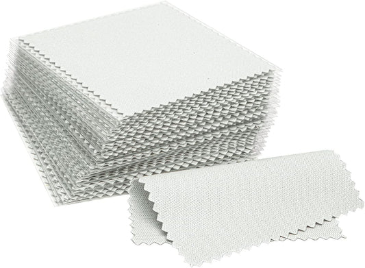 CATIFLIN 100pcs Jewelry Cleaning Cloth, Silver Polishing Cloth Individually Wrapped, Small Jewelry Polishing Cloth for Sterling Silver, Gold, Platinum and More (Light Gray, 3.15" x 3.15")