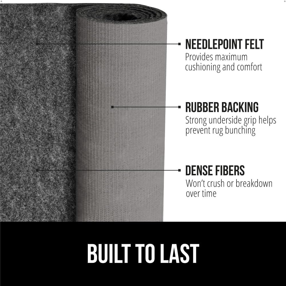 GORILLA GRIP Felt and Natural Rubber Stay in Place Slip Resistant Rug Pad, 1/4in Thick, 5x8 FT Protective Padding Under Area Rugs, Cushioned Gripper Pads, Carpet Runners, Hardwood Floors Protection