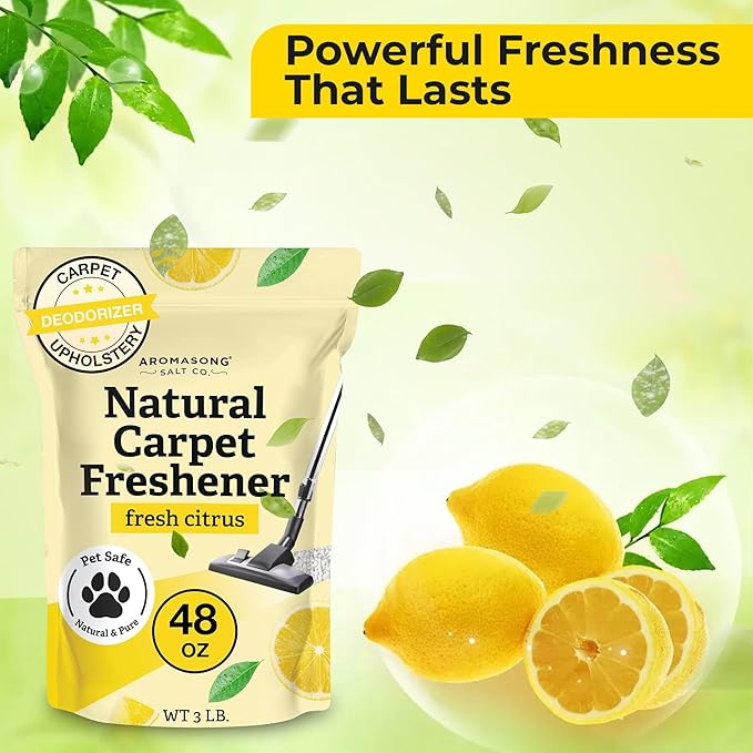 Aromasong Carpet Deodorizer Powder- 2-PACK - 100% Natural Citrus Carpet Freshener - Safe For Pets - Effective Pet Odor Eliminator For Strong Odor & Pet Urine 13 Oz. (Improved Formula)