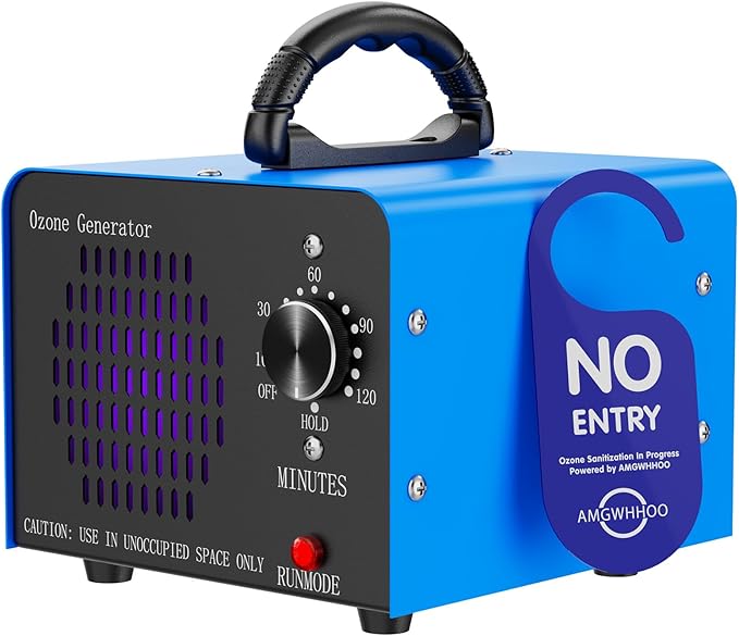 Ozone Generator Machine100,000mg/h, High Capacity Ozone Odor Eliminator Removal Air Purifier for Home Car Pet & Basement Odor, Suitable for Spaces up to 7,000 Square Feet, Blue