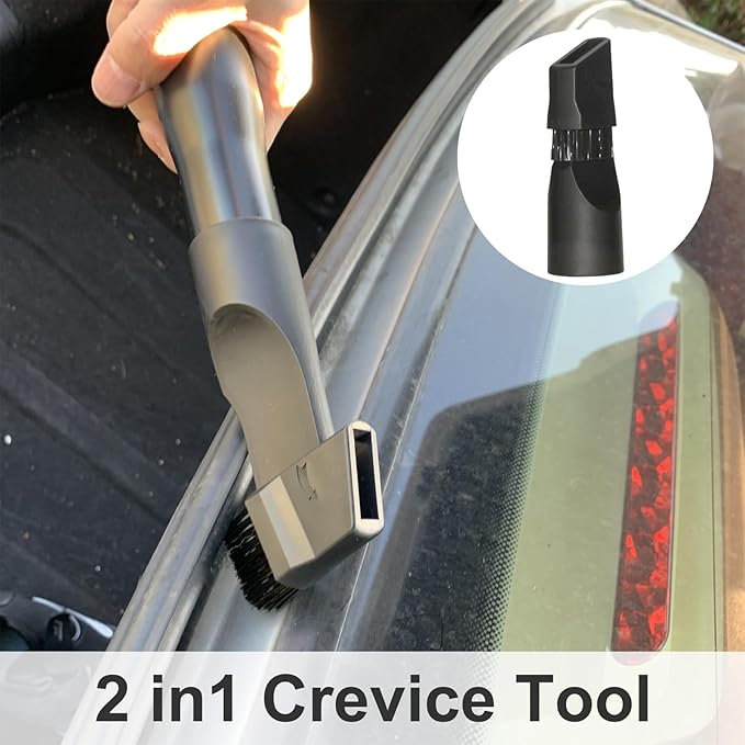 Shop Vac Car Detailing Attachments (Soft Horsehair Dusting Brush Long Crevice Tool Nozzle Hose Adapter) for 1-1/4" 1-3/8" 2-1/2" Shopvac Wet Dry Vacuum Cleaner (Car Interior Kit B)