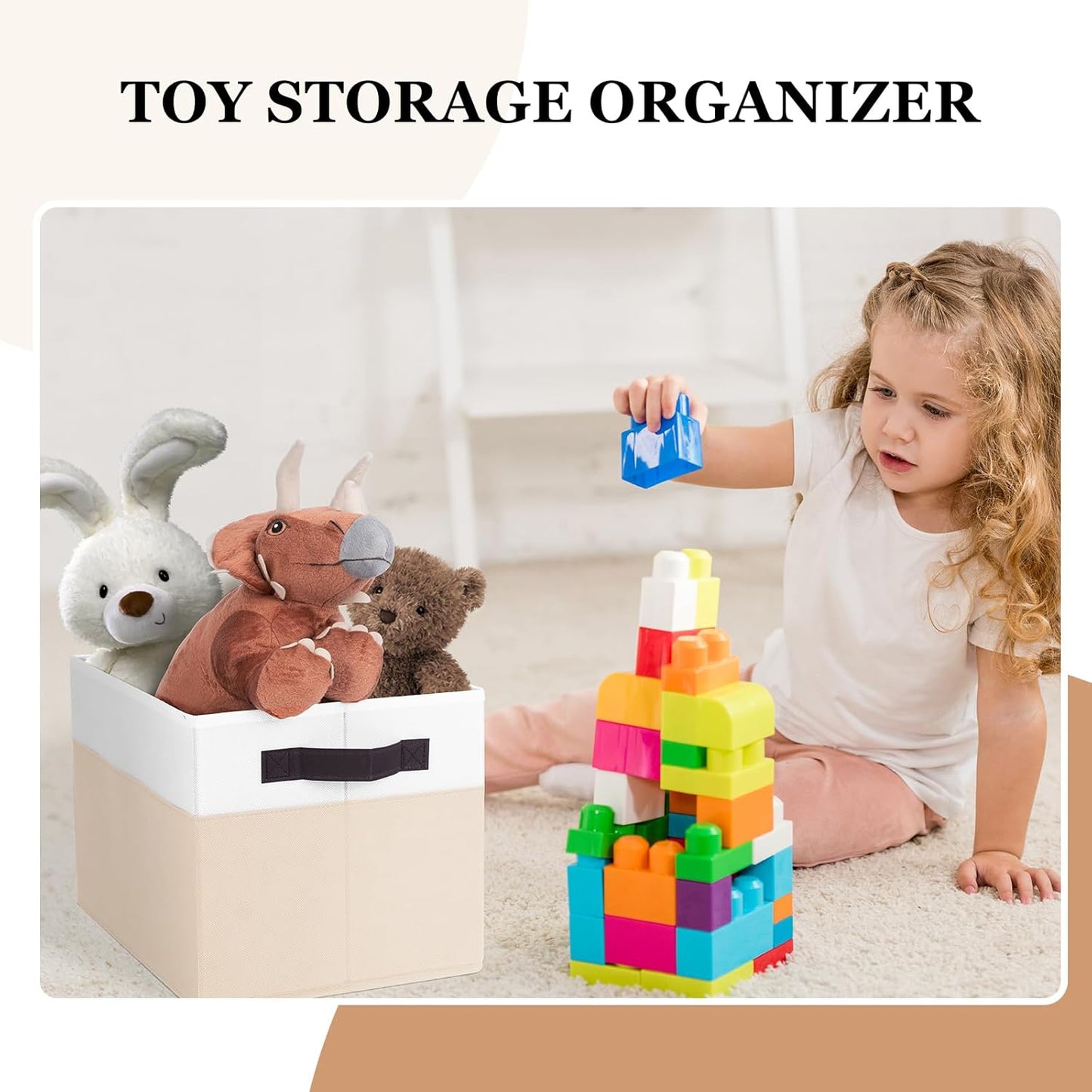 6 Pack Large Toy Box Chest, Collapsible Sturdy Toy Storage Organizer Bins Baskets for Kids, Boys, Girls, Nursery, Playroom, Shelf Baskets for Lego Puzzle Balls, Game Organizer (14L*10W*9.5H)
