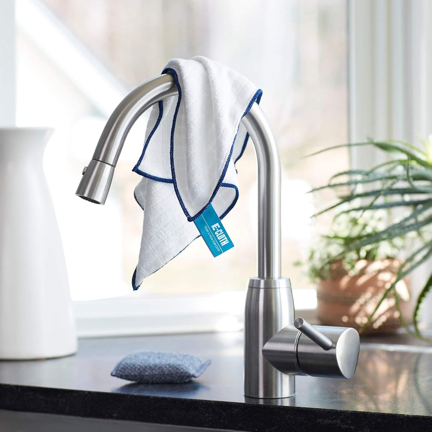 E-Cloth Wash & Wipe Dish Cloth, Microfiber Cleaning Cloth Reusable Paper Towel Alternative Cloths, Dish Towels for Drying Dishes, Glassware, Cookware and Countertops, 100 Wash Guarantee, 2 Count