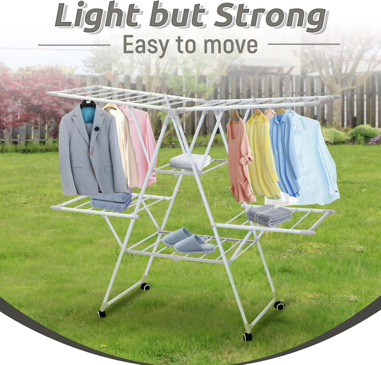 Gullwing Laundry Drying Rack, Space Saving Indoor & Outdoor Use, 61.81' x 22.84' x 51.18'