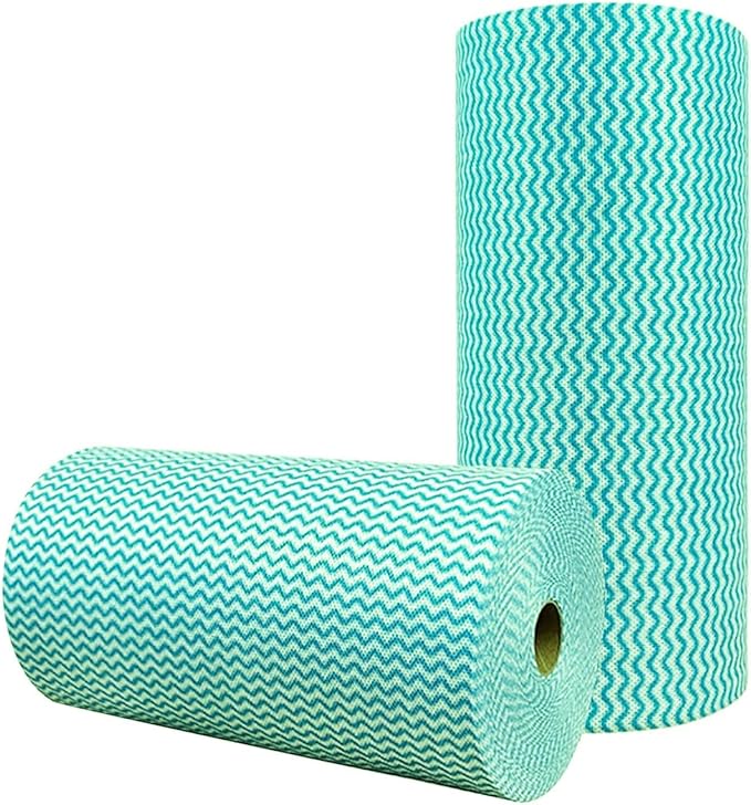 SUZZYVINE Reusable Dish Cloths, Disposable Cleaning Cloth，Kitchen Towels Dish Towel,2 Roll,Green,100 Sheets