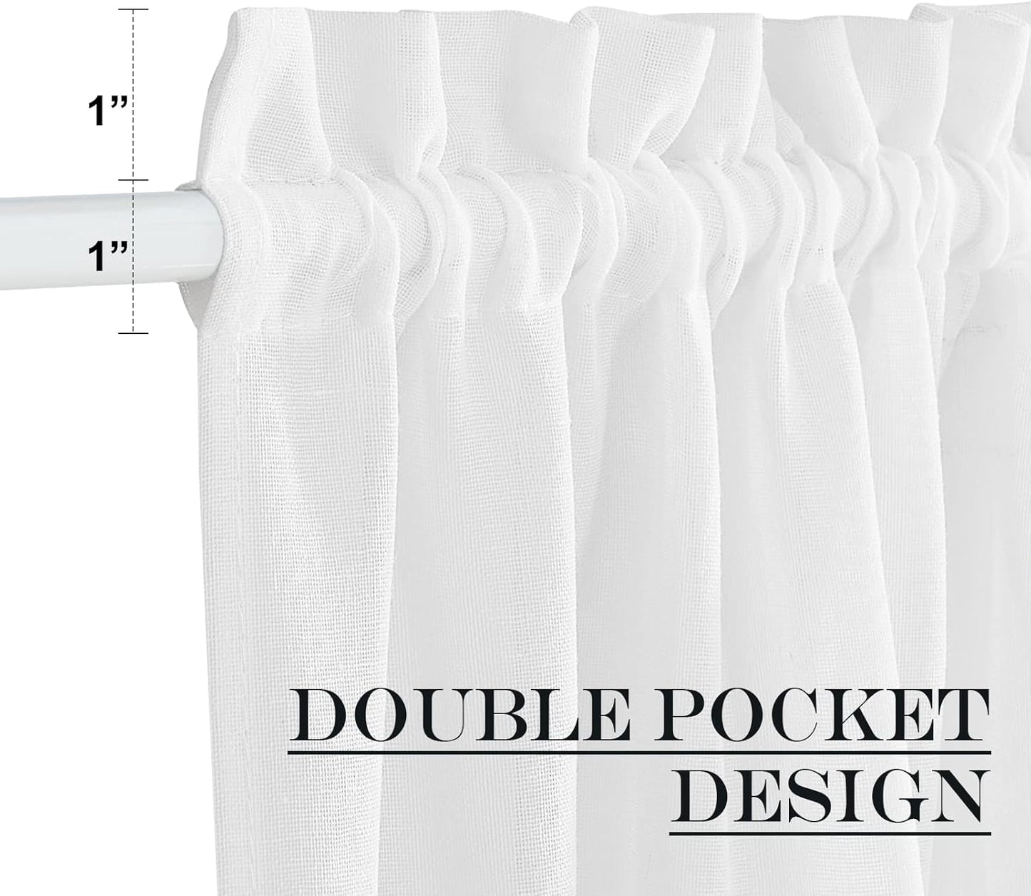 NICETOWN Sheer Door Curtain, Side Curtains for Small Window, Front French Door Window Covring, Rod Pocket Sidelight Curtains with Tieback, 1 Panel, White, 26W X 40L