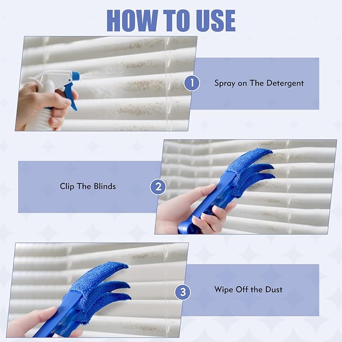 2 Pcs Blind Cleaner Duster Tool, Window Blind Duster Brush with 6 Microfiber Sleeves, Blinds Cleaner Tool for Window Blinds, Car Air Condition, Exhaust Vent
