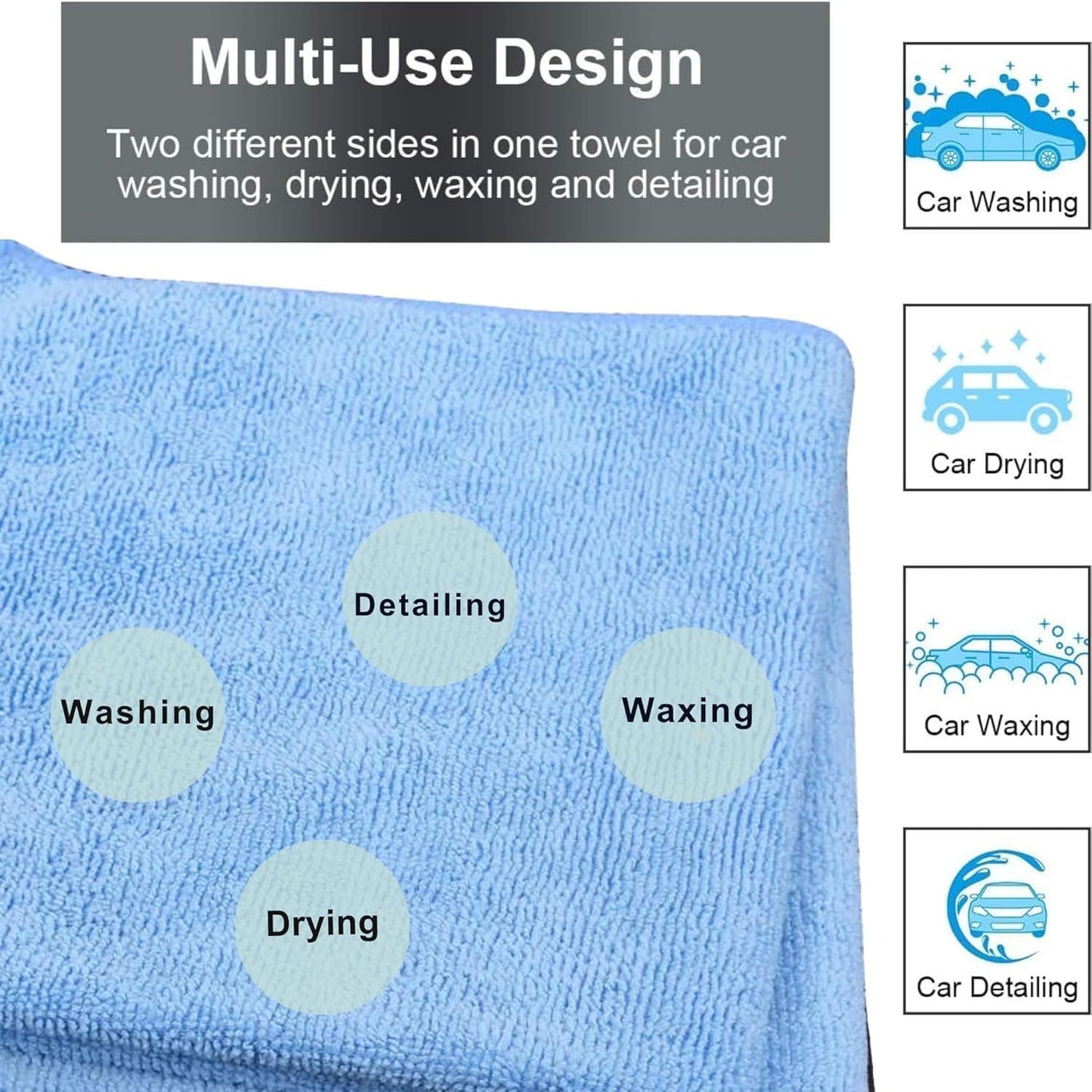 Single Microfiber Cleaning Cloth 40x40 cm - Ultra Absorbent Microfiber Cloth for Home, Kitchen Car Bathroom Rags Polish Cleaning 250 GSM (Blue)