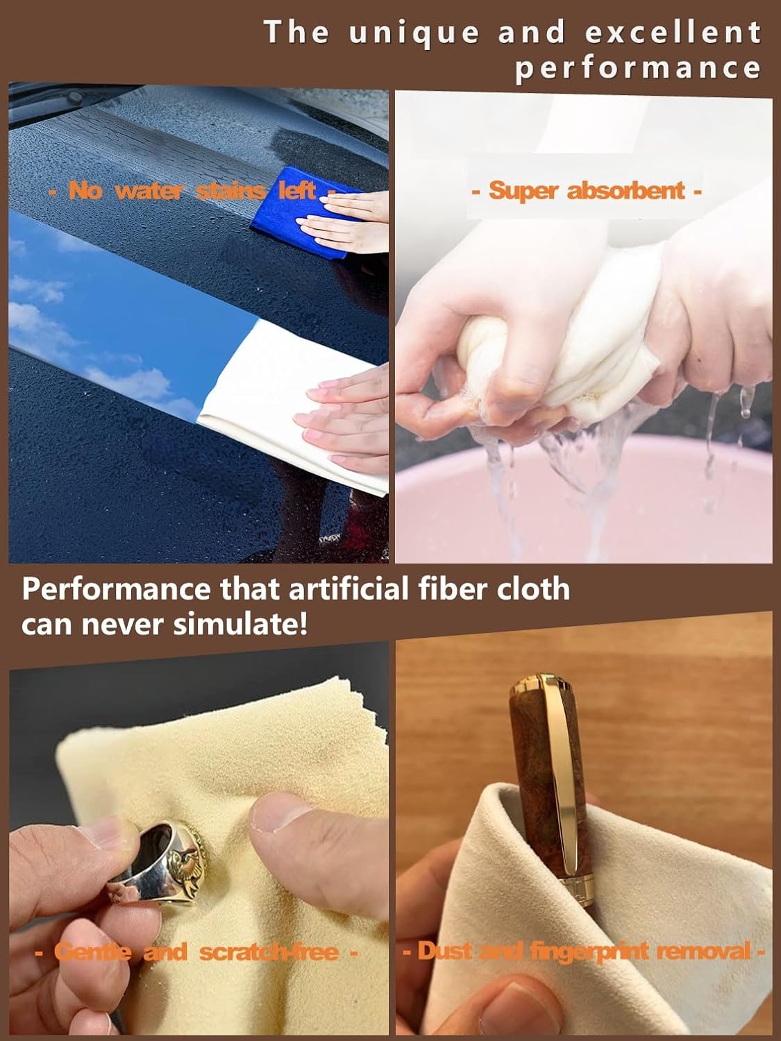 Glasses Cleaning Cloth Chamois Leather Natural Premium Cloth,Eye Glass Clean Cloths Safe and Effective Cleans Jewelry,Lens,Eyeglass,Sunglass,Car,Screen,Camera...Scratch-Free, Reusable (Small-6”x6”)