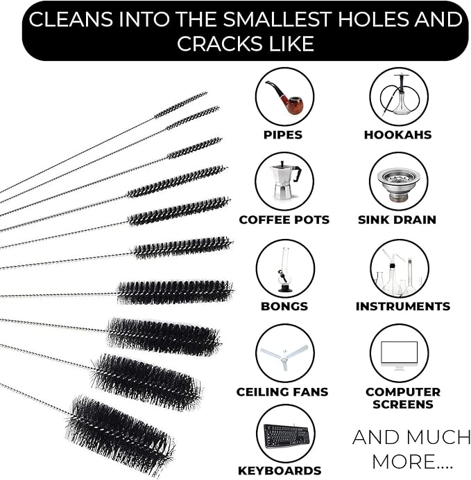 Flexible Drain Cleaning Brush (72" Long) for Drains, Bottles, Bathroom Sink, Bathtub, Shower, and Kitchen Sink, Heavy-Duty Double Ended Nylon with Elastic Hose, Bathroom Cleaning Supplies, Purple
