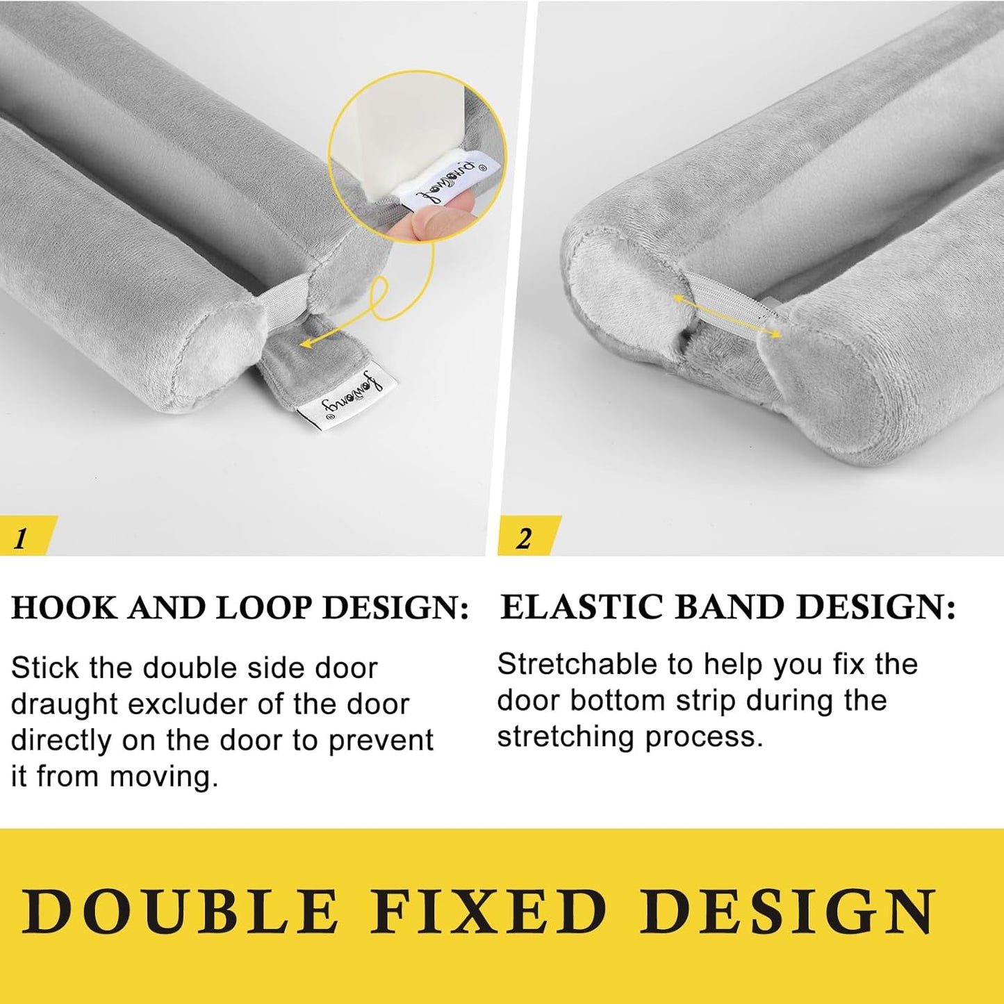 fowong Door Draft Stopper Double Side Adjustable Seal Bottom of Doors 30" to 36" Noise Blocker Cover Gap up to 1.5" Soundproof Interior Front Draft Guard Grey