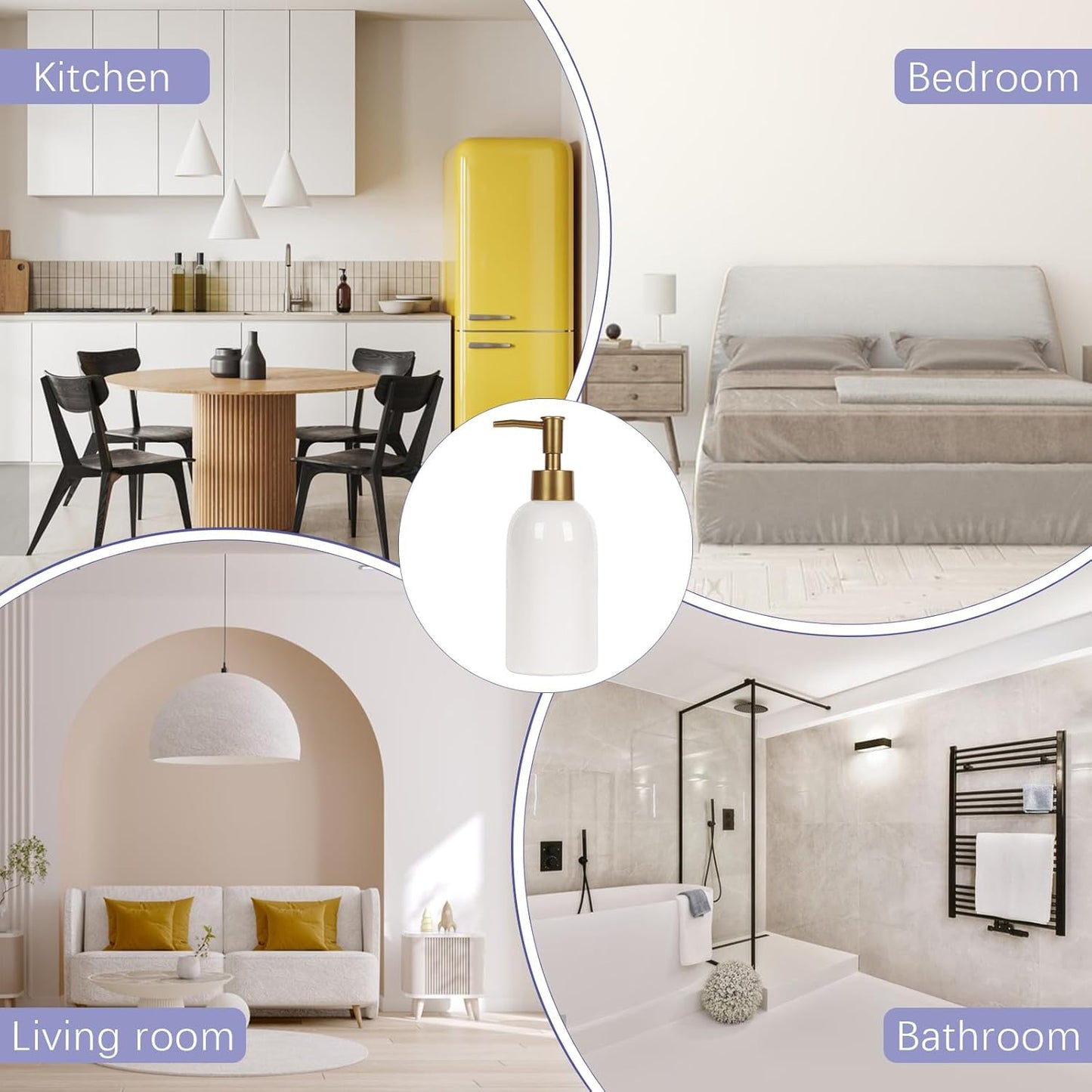 Natheeph 14OZ Ceramic Soap Dispenser Ceramic Soap Pump Dispenser Can Fill Liquid for Bathroom/Kitchen (2PC White)