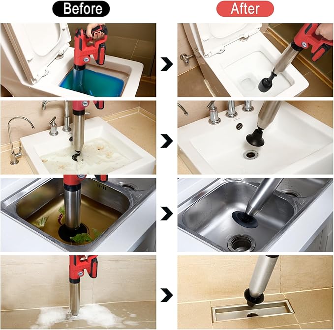 Electric Toilet Plunger With Dedicated Box, Plunger Toilet Can Only Take 2 Mins To Unclog Toilet,Bathroom,Floor Drain,Sewer,Pipe，RED,1 Battery