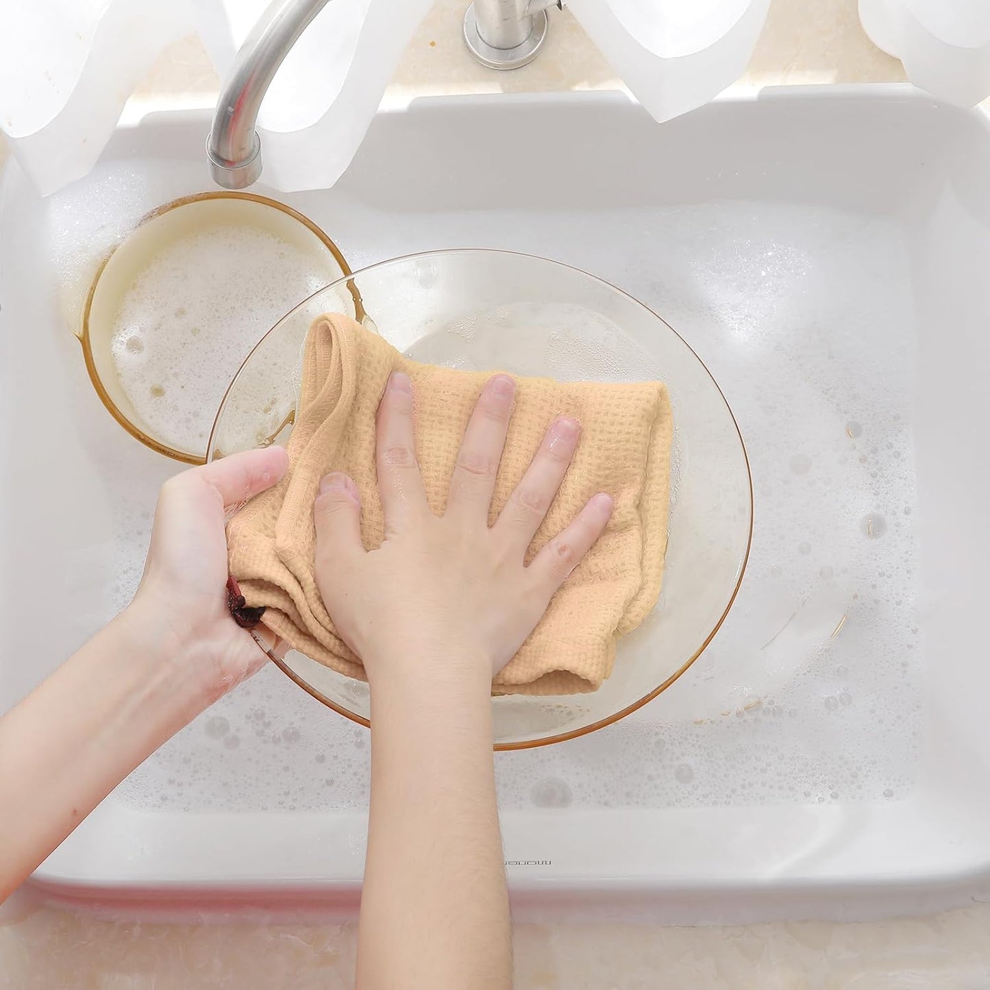 Homaxy 100% Cotton Waffle Weave Kitchen Dish Cloths, Ultra Soft Absorbent Quick Drying Dish Towels, 12 x 12 Inches, 6-Pack, Apricot