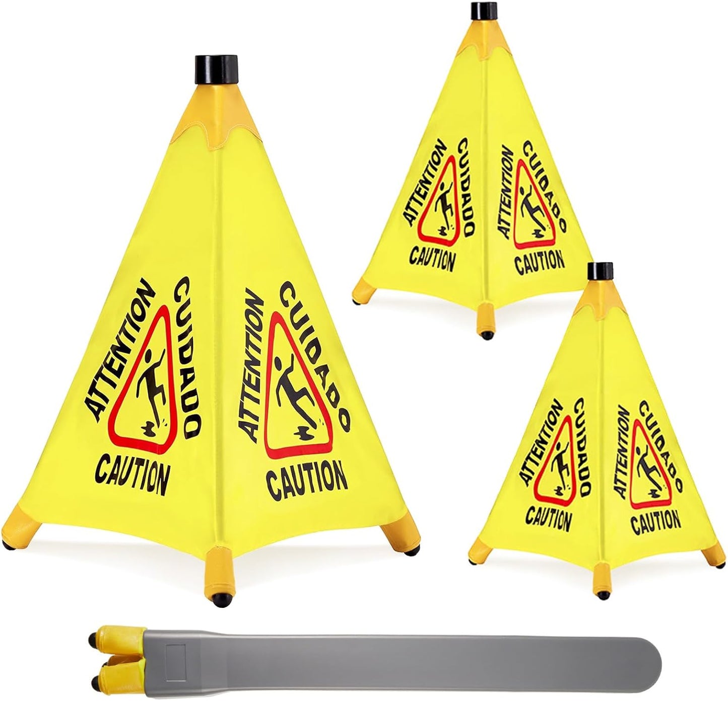 2 Pcs Pop up Wet Floor Sign with Storage Tube 20 Inch Wet Safety Signs Commercial Caution Safety Cone Pop up Caution Sign for Commercial Stores Grocery Restaurant Restroom Office Use