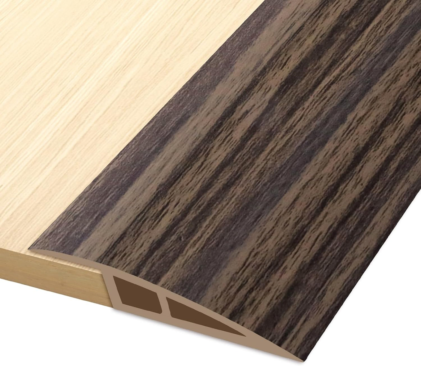 Vinyl Door Threshold Flooring Transition Strip Self Adhesive Carpet Edging Strip for Laminate Doorway Edge Threshold from 2/5" to 3/5" (Grayish Brown Wood Grain, 6.6 Ft)