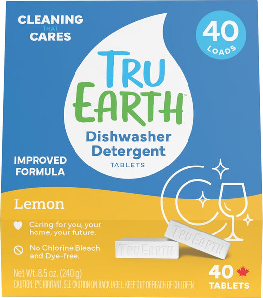 Tru Earth Dishwasher Detergent Tablets | Eco Friendly Alternative to Liquid Pods | 40 Tablets | Lemon