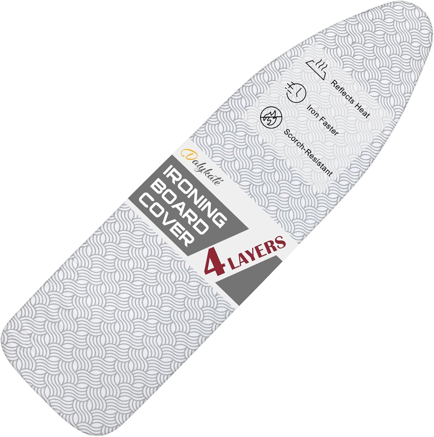 Extra-Wide Ironing Board Cover and Pad Replacement with Scorch and Stain Resistant Thick Padding and Elasticized Edge 18" x 49" Ironing Board Covers 4 Fasteners and 1 Protective Scorch Mesh Cloth