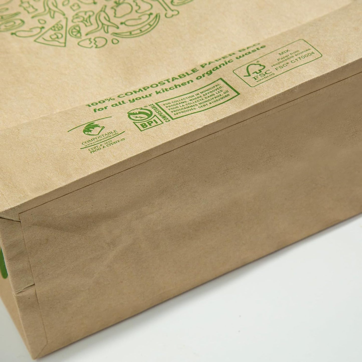 Hytrend-Kitchen Food Waste Bag-35 Bags-%100 Compostable paper Bag - Leak Resistant Liner - Plastic Free - Small-Certified by BNQ and BPI