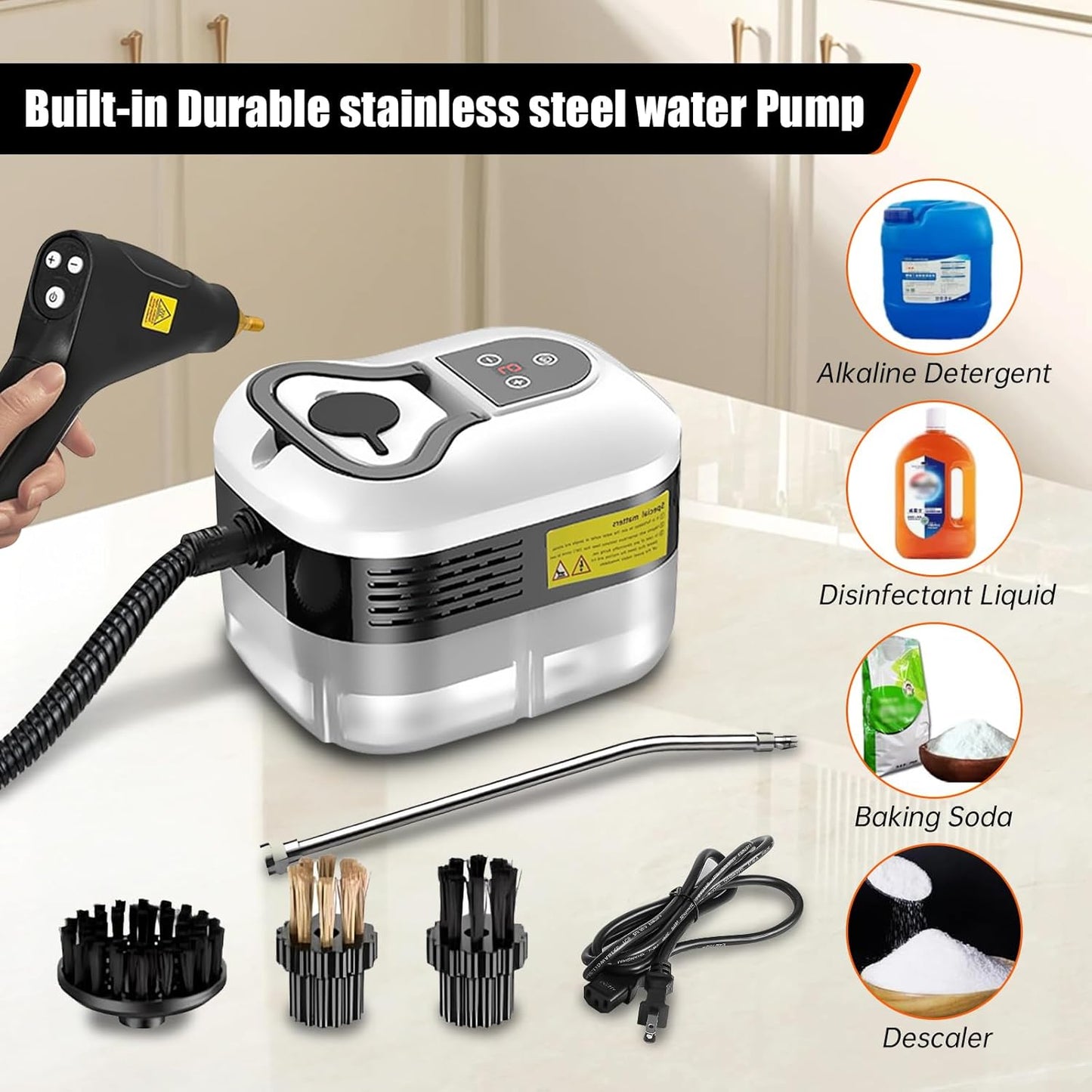 High Pressure Steam Cleaner, 2500W Portable High Temp Bathroom Power Steamer Cleaning Machine Steam Cleaner For Home Use Kitchen Grease Car Cleaning