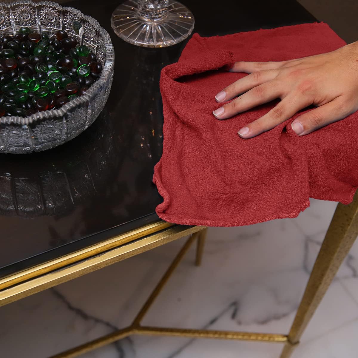 Avalon Towels Cotton Shop Rags – (Pack of 50) Size 12x14 Inches Cleaning Rags – Absorbent Shop Towels and Multipurpose Cleaning Towels for Automobiles, Industries, Garage and Homes (Red)