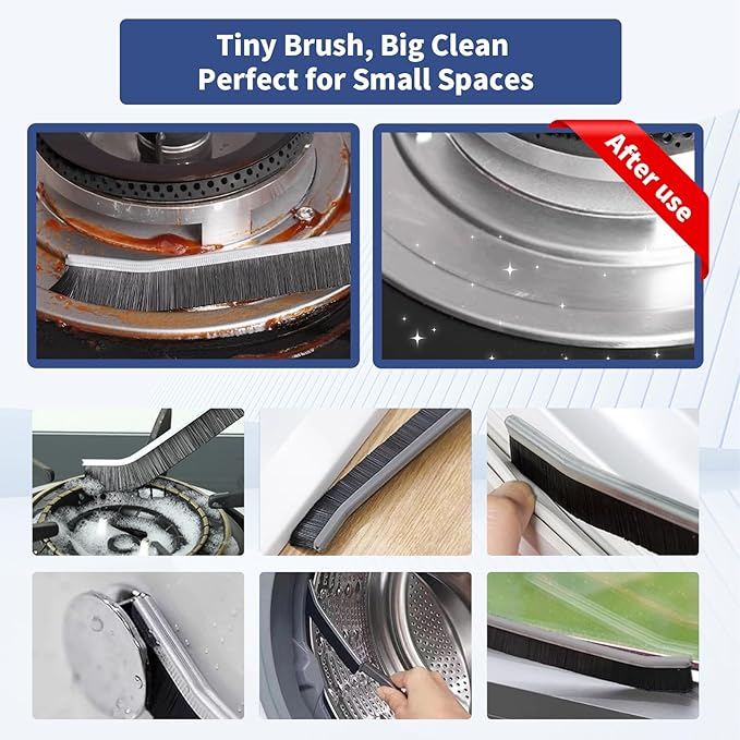 Crevice Cleaning Brush, Hard-Bristled Gap Scrub Brush, Toilet Gap Cleaning Brush Tool, for Scrub Small Spaces, Kitchen, Bathroom, Corner, Grout, Sink, Window Tracks, Hinges, 3pcs