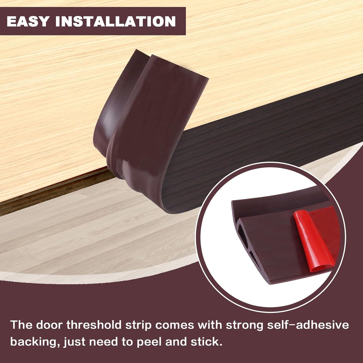 Vinyl Door Threshold Flooring Transition Strip Self Adhesive Carpet Edging Strip for Laminate Doorway Edge Threshold from 1/5" to 2/5" (Black Walnut Wood Grain, 10 Ft)