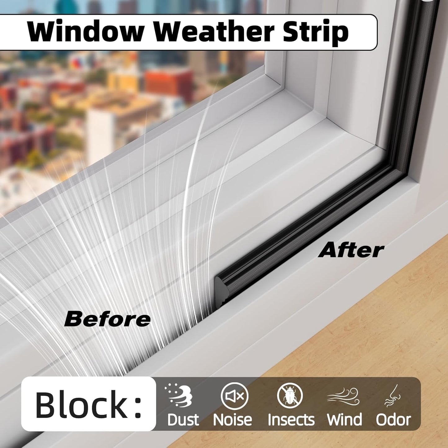 2Pcs×196" Wedge Weather Stripping Door Seal Strip for Door Frame & Window,Self Adhesive Window Insulation Draft Stopper Seal for Winter,Gray Foam Door Gap Filler for Soundproofing Light Blocker,Black