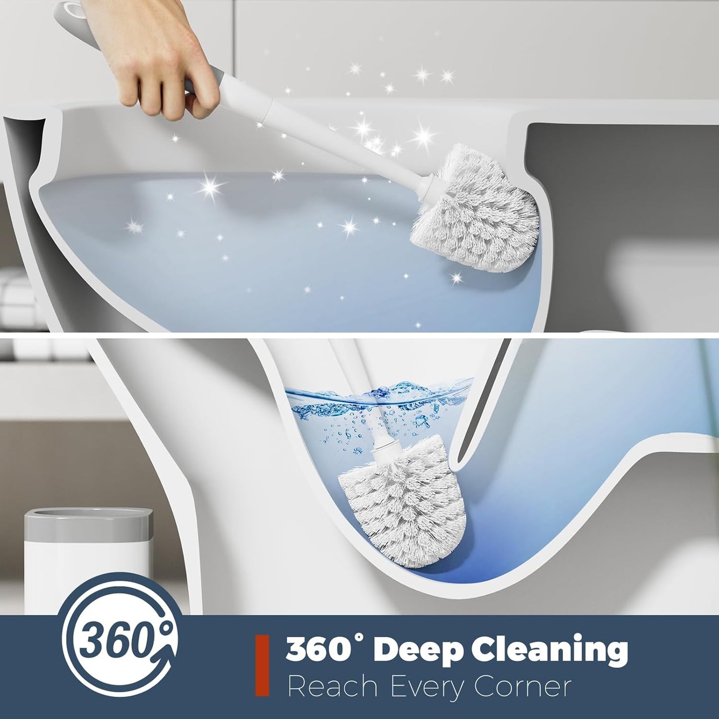 Toilet Brush, 2 Pack Toilet Brush and Holder Set Bathroom Accessories, Toilet Bowl Brush and Holder for Bathroom, White