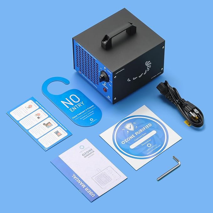 Airthereal MA5000 Commercial Ozone Generator, High Capacity Ozone Machine Odor Removal - Home Air Ionizers O3 Deodorizer for Rooms, Smoke, Cars and Pets, Eliminate Odors up to 2000sq.ft., Blue