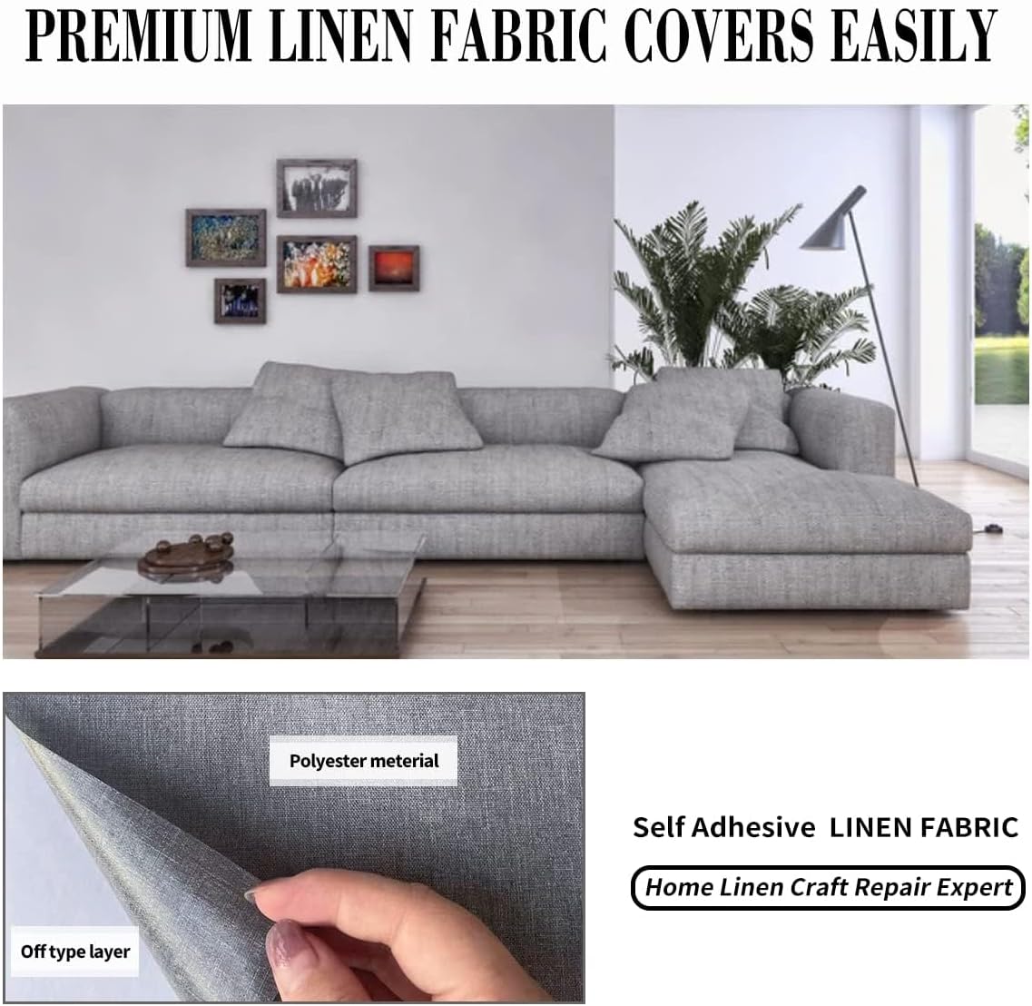 Fabric Repair Patches, Linen Repair Tape Self-Adhesive Fabric Patches Durable, DIY Large Linen Tape for Sofa, Couches, Furniture, Chair, Clothing （3.5X79 Inch, Dark Blue）