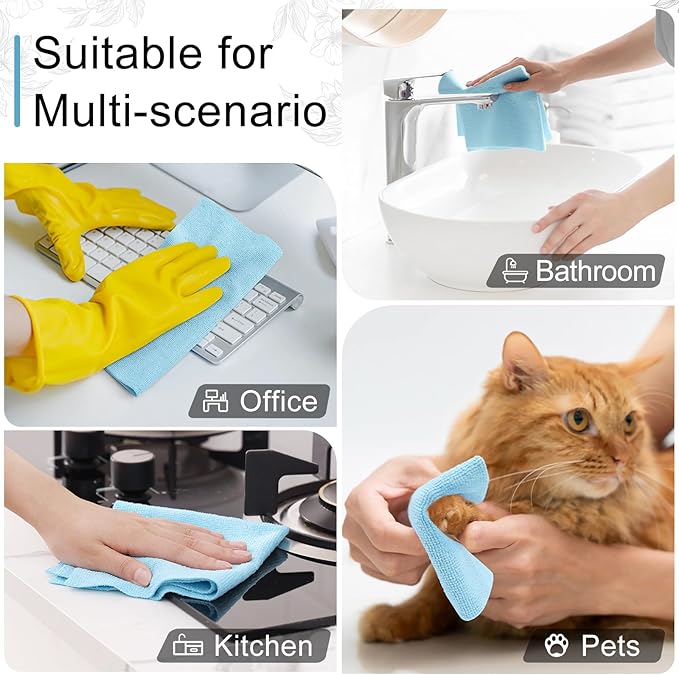 Homaxy Tear Away Dish Cloths Rolls, 40 Sheets-11.8" X 11.8", Reusable Washable Dish Towels for Kitchen, Ultra Absorbent and Quick Drying Microfiber Cleaning Rags, Aqua