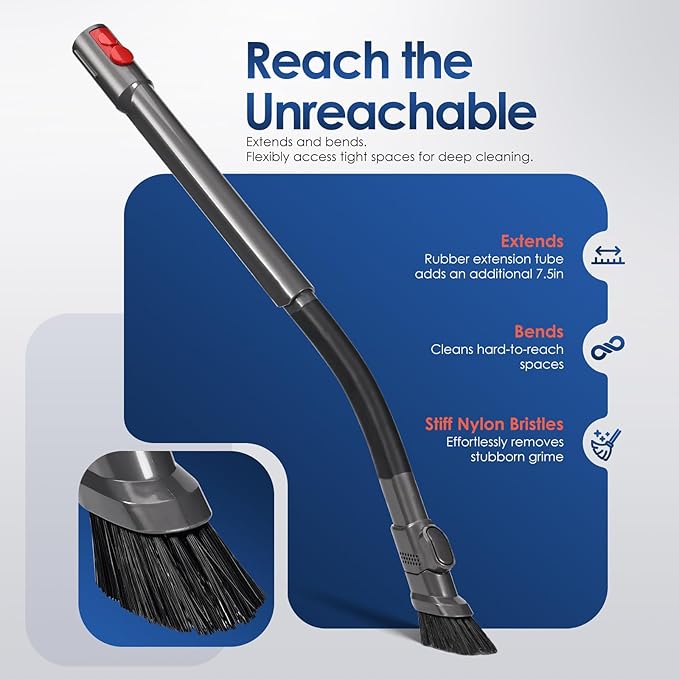 Extendable Flexi Crevice Tool Vacuum Attachments, 971433-01 Quick Release Slim Nozzle Attachment Compatible with Dyson V15 V12 V11 V10 V9 V8 V7 Gen5 G5 Vacuum Cleaner