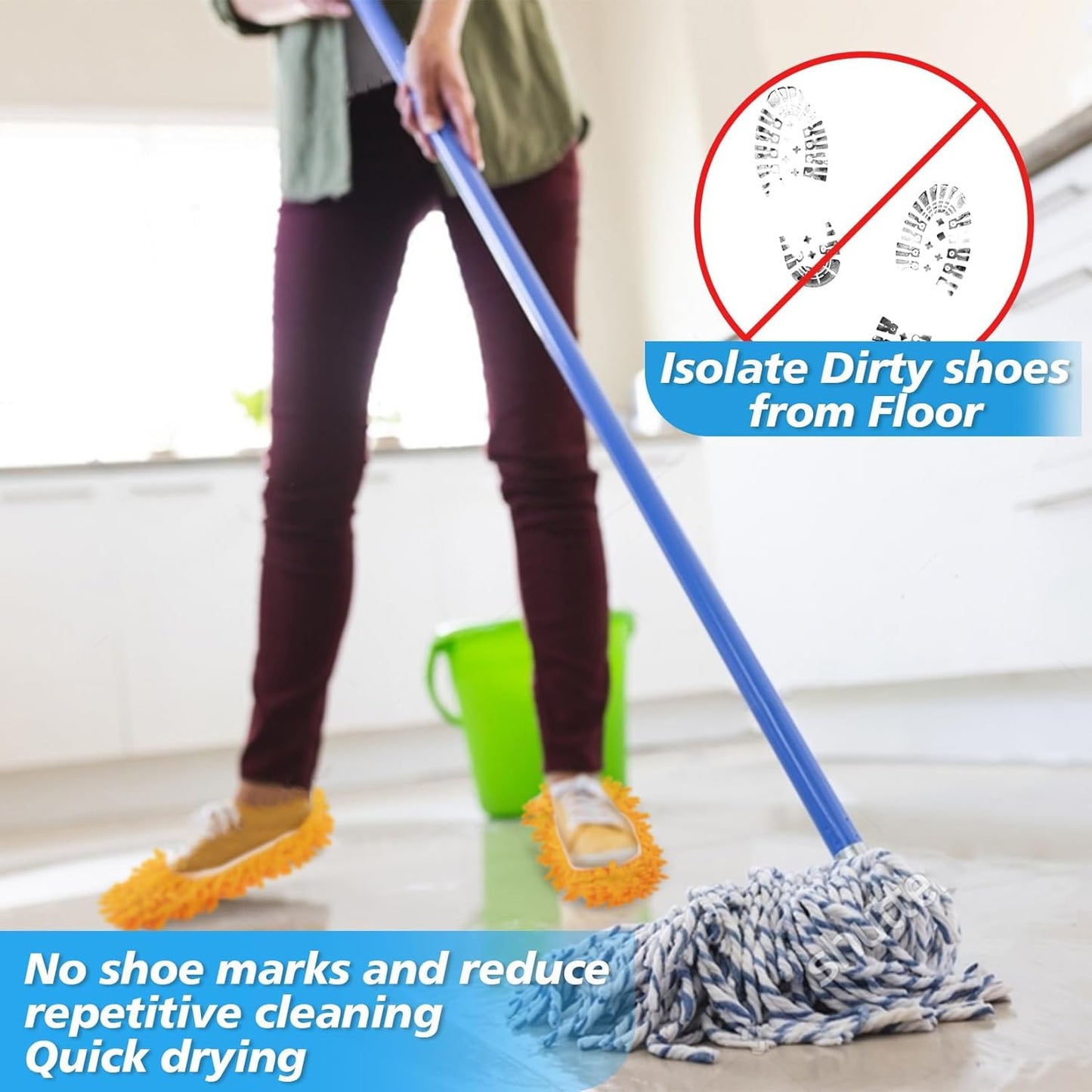 MAQIHAN 10 Mop Slippers for Floor Cleaning - Size 9.5 Mop Socks Women Mopping Cleaning Socks Feet Foot Mopping