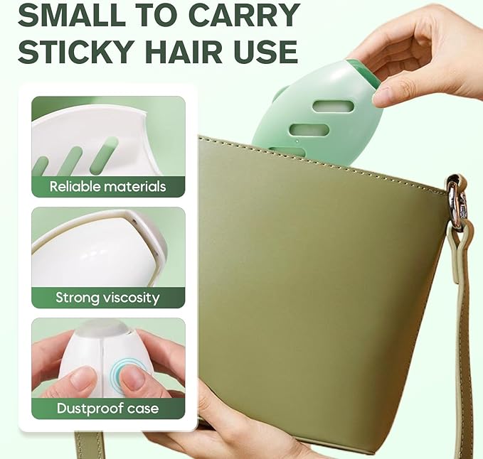 Reusable Silicone Lint Roller, 2026 Portable Lint Remover, Washable Sticky Roller Powerful Adhesion for Pet Hair and Dust Removal, Lint Roller for Home Travel Clothes Bed Sofa (Green，2pcs)