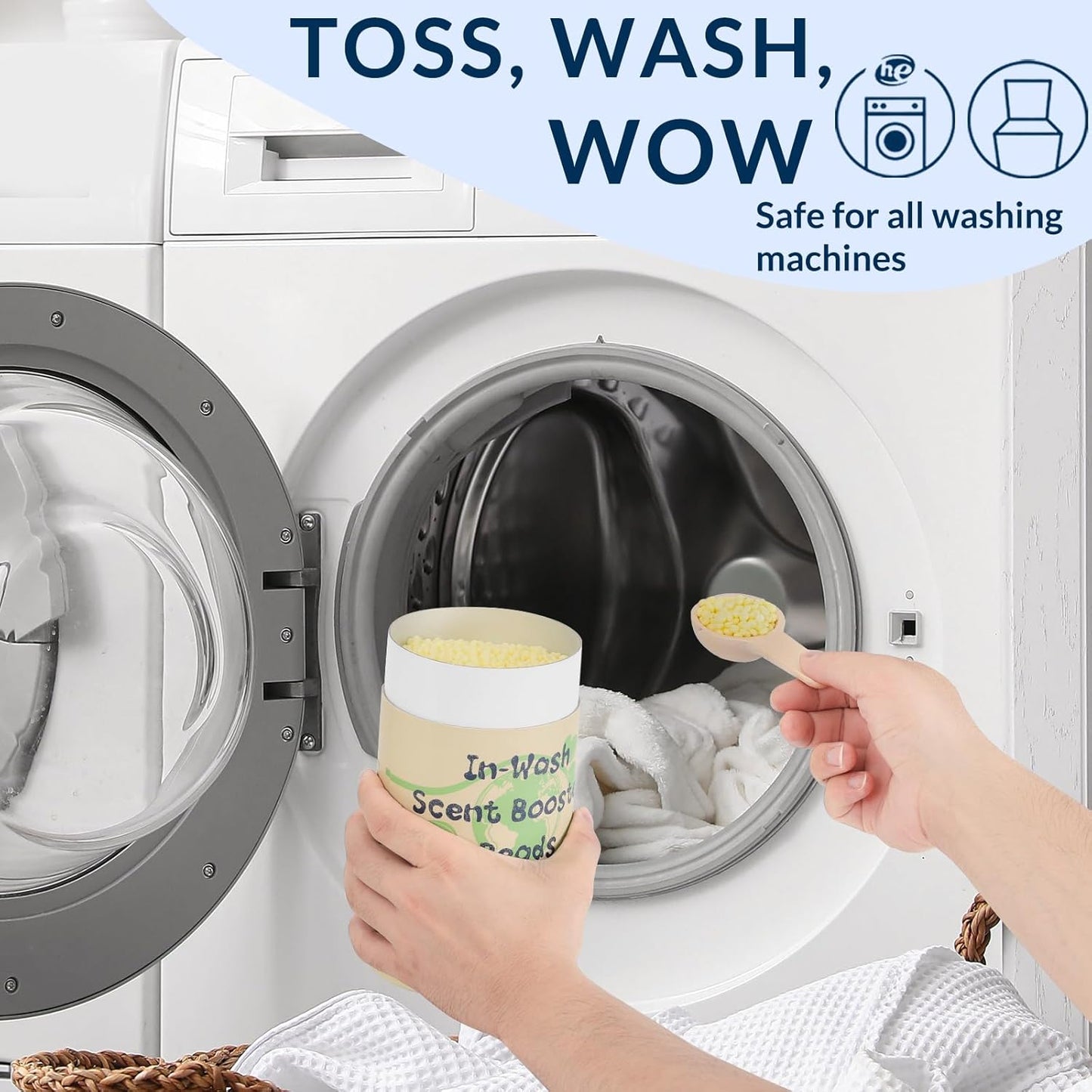 Freelivity In‑Wash Scent Booster Beads – Fresh Essence Scent, Laundry Beads fabric softener, 24 oz – Lasts Up to 70 Washing Cycles – Eco‑Friendly & Safe for Babies and Kids
