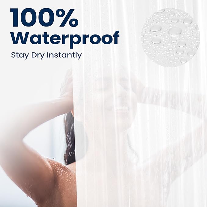 downluxe White Shower Curtain Liner, PEVA Lightweight Plastic Shower Liner with 3 Magnets, 72" x 72" Waterproof Bathroom Curtain