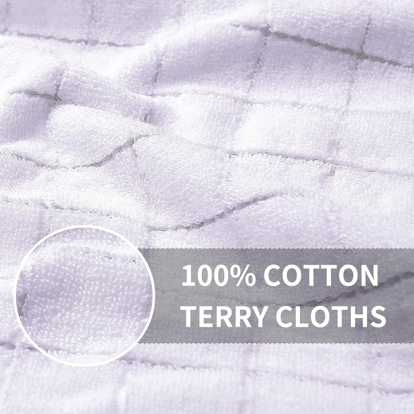 Homaxy 100% Cotton Terry Kitchen Towels(White, 13 x 28 inches), Checkered Designed, Soft and Super Absorbent Dish Towels, 4 Pack