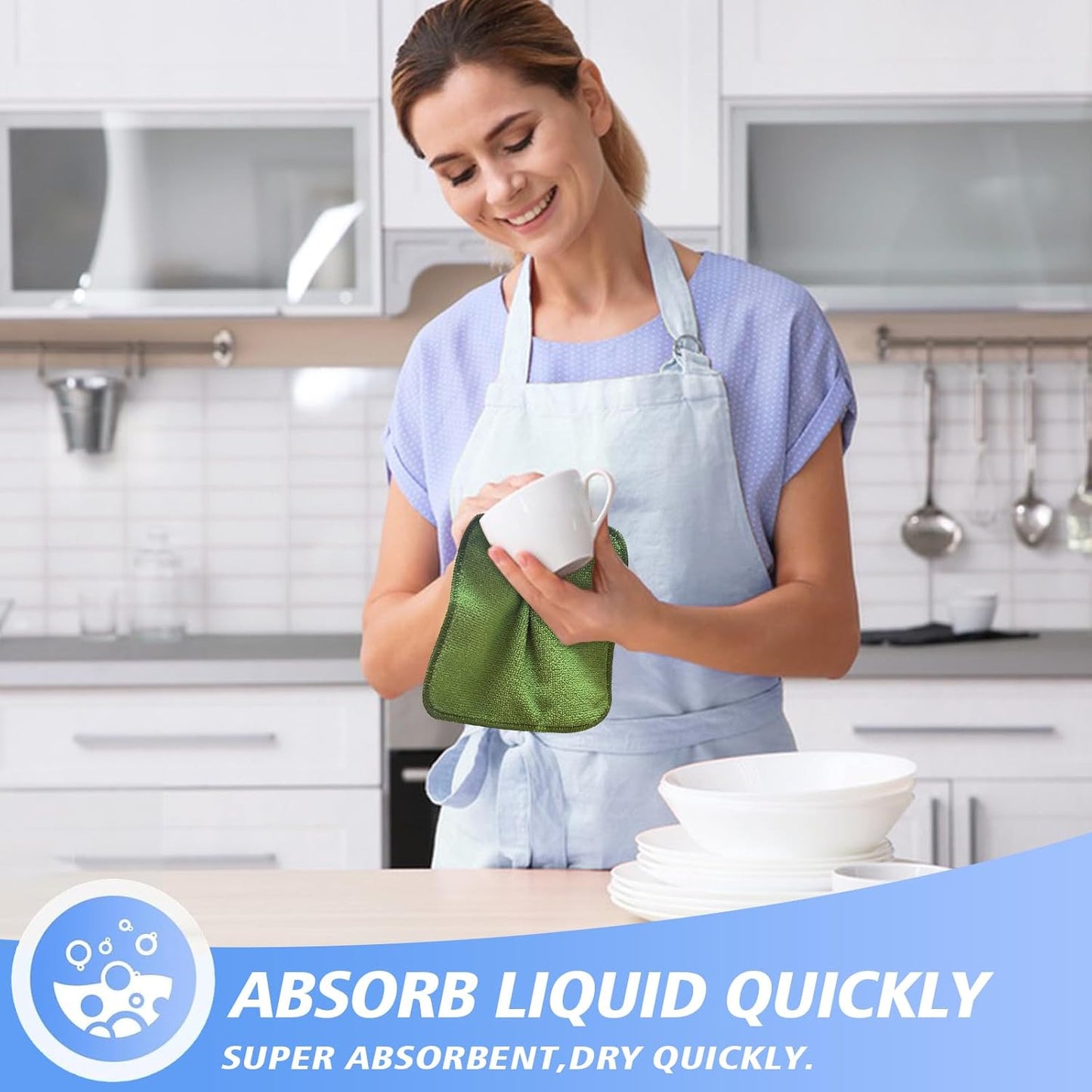 KinHwa Kitchen Washcloths for Dishes Absorbent Microfiber Dish Cloths Quick Dry Dish Rags with Poly Scour Scrub Side Ideal for Kitchen Cleaning (Mixing Colors #1, 7inchx7inch 9 Pack)