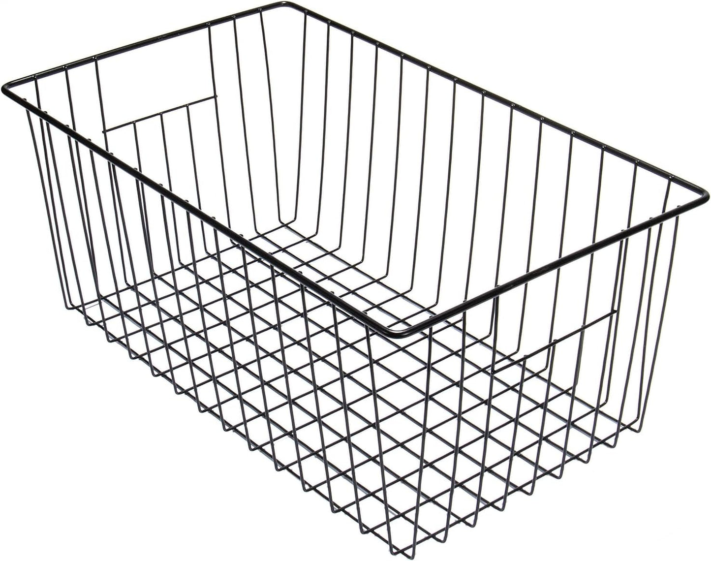 16" L x 12" W Wider Freezer Storage Organizer Baskets Container, Metal Wire Chest Upright Refrigerator Divider Bins with Built-in Handles for Cabinet, Pantry, Closet, Kitchen, Black