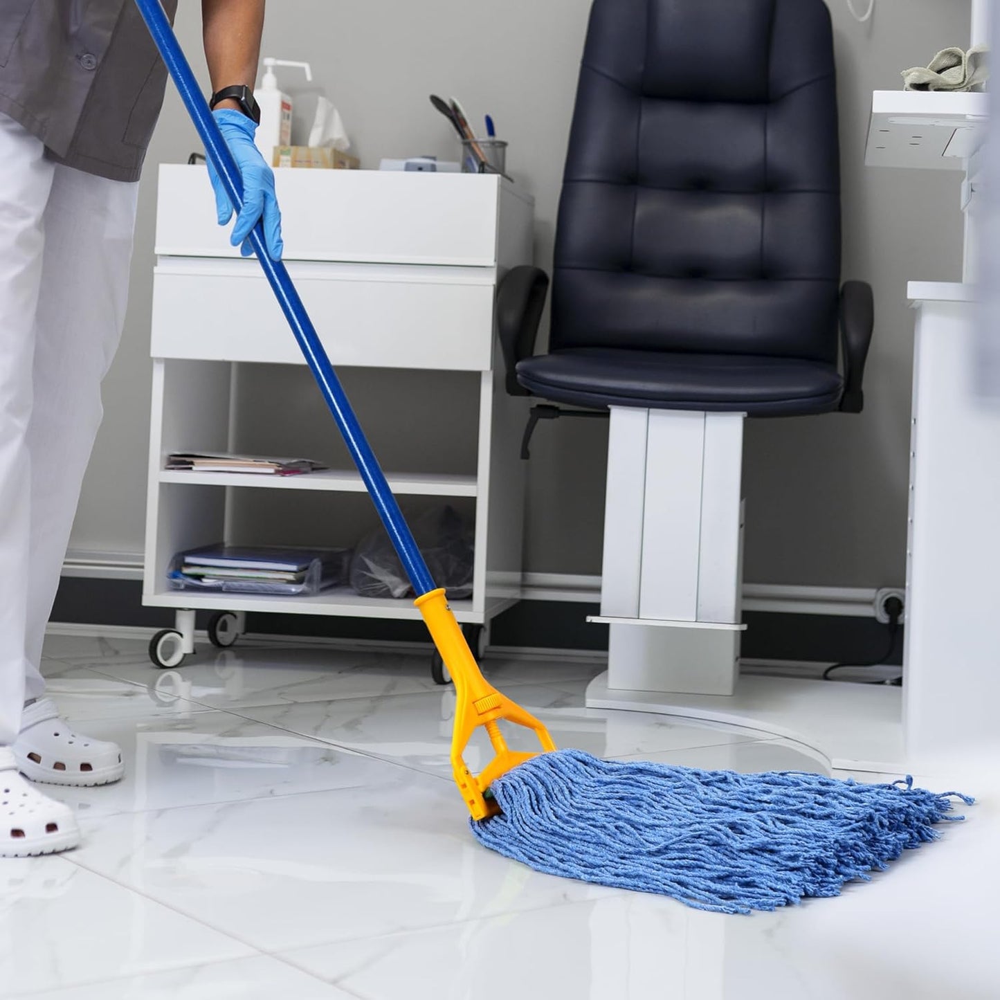 Matthew Cleaning 24oz 6Pack Cotton Floor Mop,Cotton Looped-Open String Heavy Duty String Refills, Universal Headband Blend Refill,Mop Head Replacement for Home, Industrial and Commercial Use(Blue)