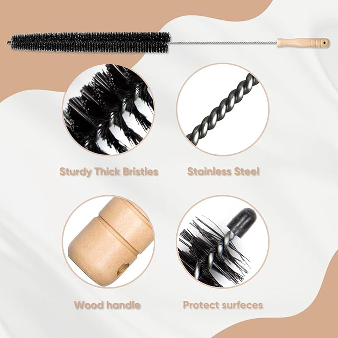 2-Pack Dryer Exhaust Cleaner Kit Vent Trap Cleaner, Long Flexible Refrigerator Coil Brush and Vacuum Brush.