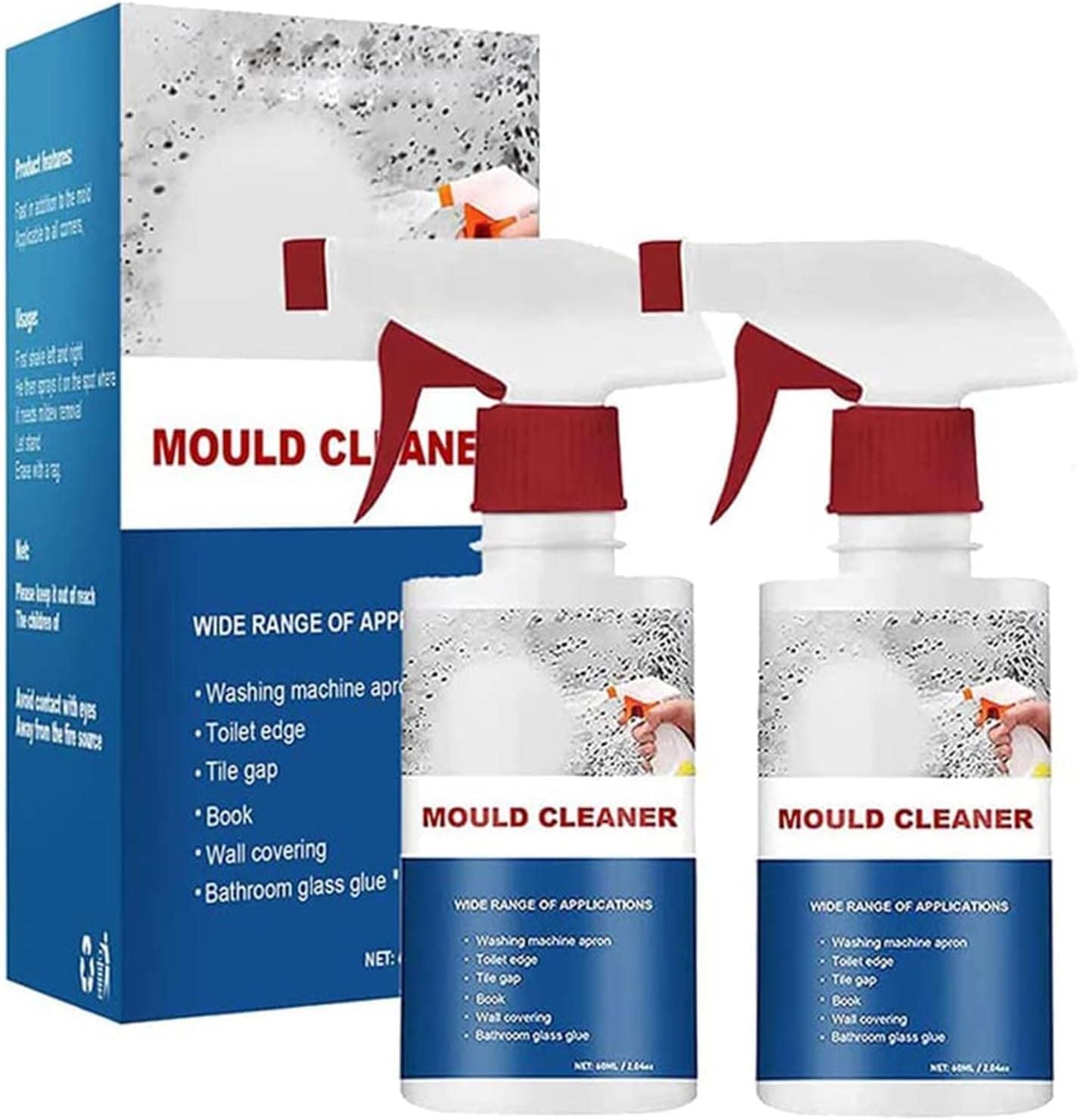 AUJ 2PCS Mould Cleaner Spray, Mould Cleaner Foam Spray, Powerful Multi-purpose Foam Cleaner, Spray Cleaner For Household Kitchen, Bathroom, Wall, Ceiling Cleaner