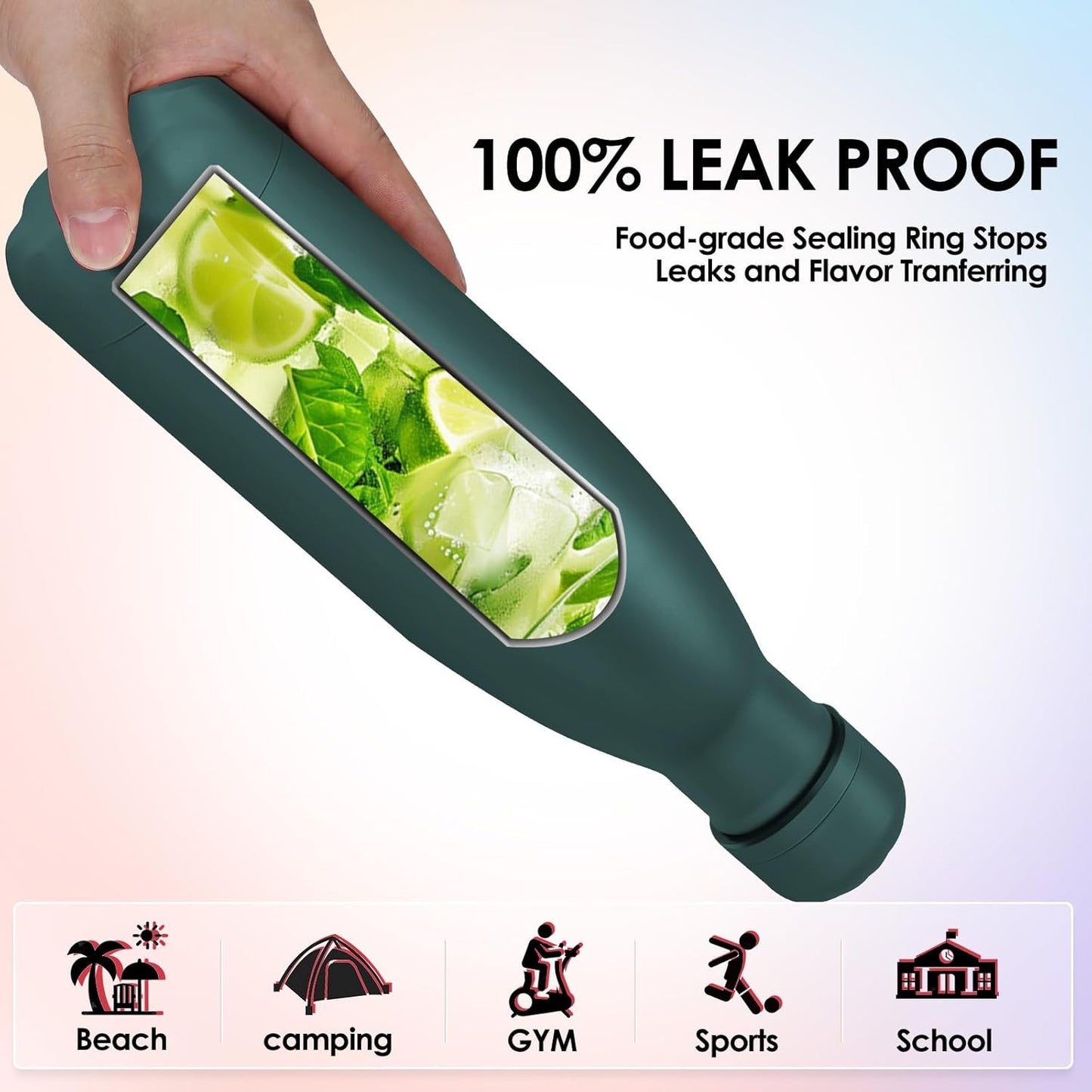 17oz Cola-Bottle Shaped Stainless Steel Leak-proof Water Bottle,Double Wall Vacuum Insulated Metal,Travel Mug For Sports Indoors & Outdoors,BPA-Free Kids Flasks,Army Green(4Pack)