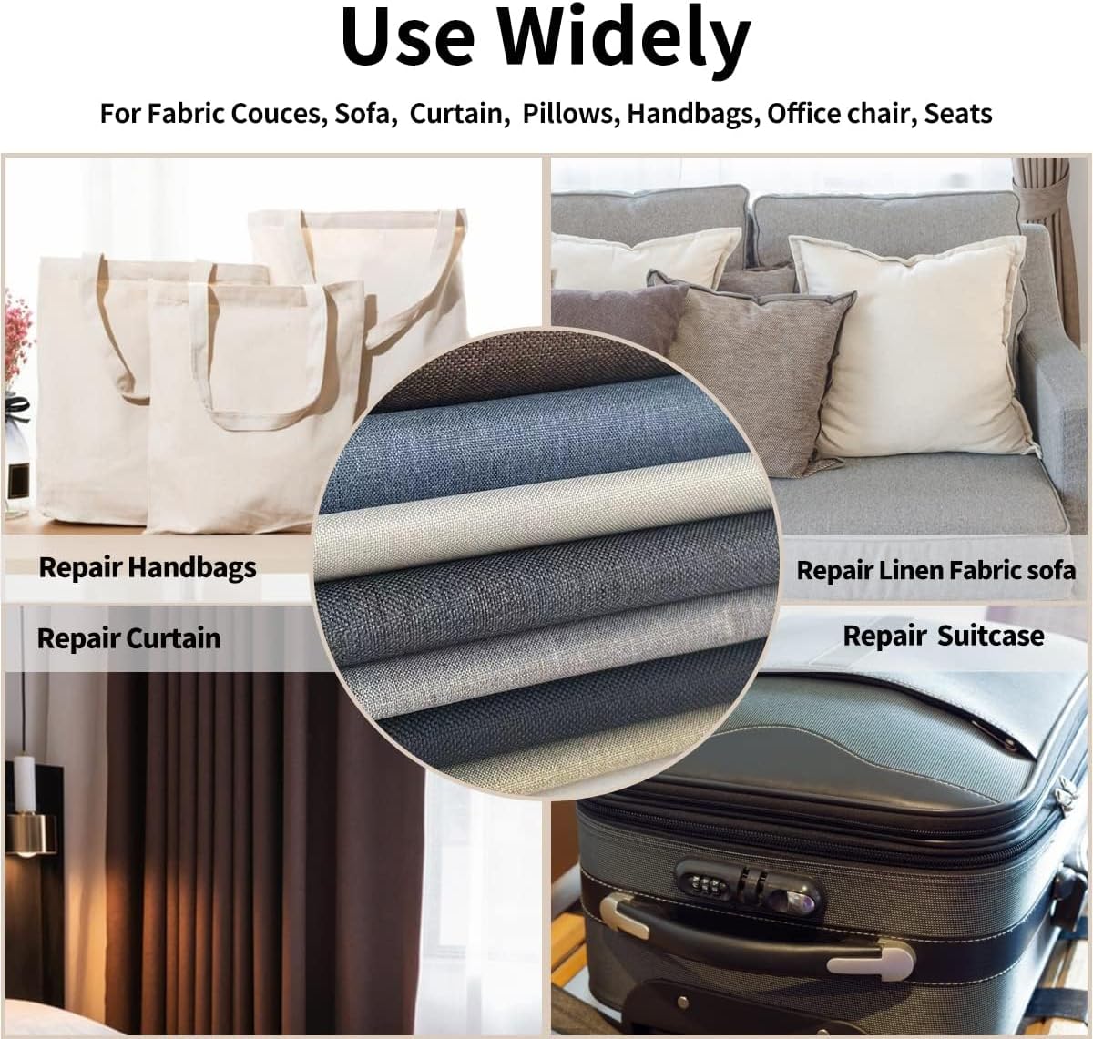 Fabric Repair Patches, 17X79 Inch Linen Repair Tape Self-Adhesive Fabric Patches Durable, DIY Large Linen Tape for Sofa, Couches, Furniture, Chair, Clothing （17X79 Inch, Brown）