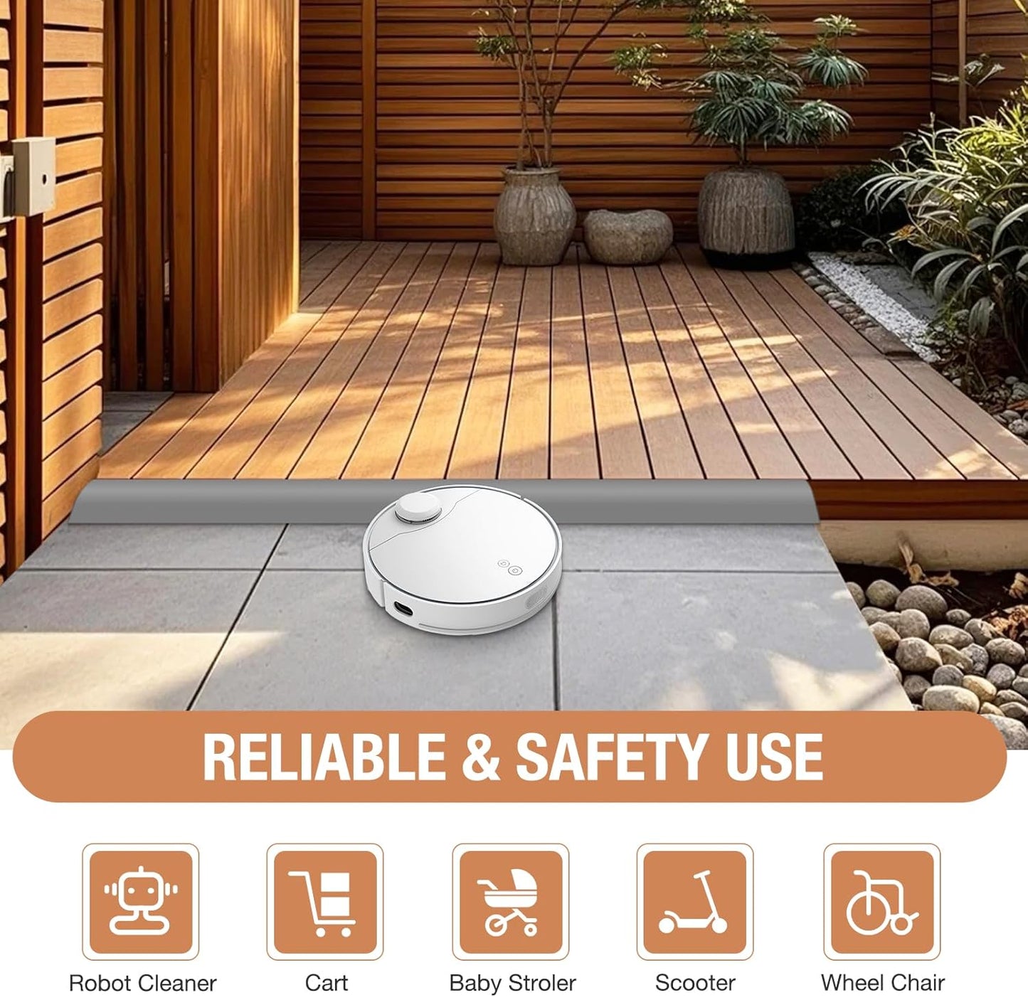 Floor Transition Strip Self Adhesive Vinyl Door Threshold for Doorways Carpet Edging Trim Overlap Edge Reducer for Laminate Floor, Carpet, Tile (Gray, 3/5" to 4/5", 6.6Ft)